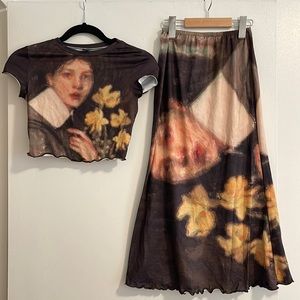 Artsy painting graphic skirt set